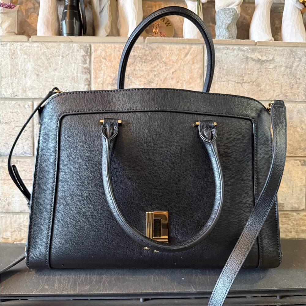 Karl Lagerfeld Elegant Black Leather Handbag